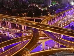 Fast Motion - Shanghai Highway at Night Stock Footage