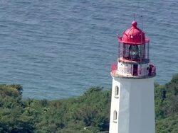 CU DS AERIAL View of light house / PrerowKirr, Mecklenburg-Vorpommern, Germany Stock Footage