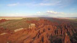 Flying high above The Tower Arch at The Arches National Park Stock Footage