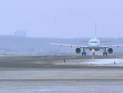 Airplane Taxi in the cold Stock Footage