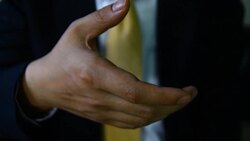 Business handshake and business people Stock Footage