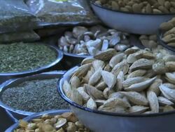 Zoom out on spices on market; Mumbai, India Stock Footage