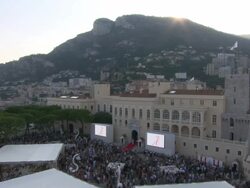 ATMOSPHERE Palace at the Monaco Royal Wedding: First Appearance of Married Couple at Monaco . (Footage by WireImage Video/Getty Images Entertainment Video) Stock Footage
