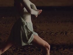 two dancers dancing in wooden barn Stock Footage