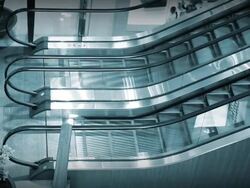 escalator in blue Stock Footage