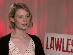 INTERVIEW: Mia Wasikoska on not reading the novel, being a fan of John Hillcoat at Lawless Interviews: 65th Cannes Film Festival on May 20, 2012 in Cannes, France (Footage by WireImage Video/Getty Images) Stock Footage