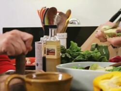 CU PAN Woman cutting avocado / Los Angeles, California, USA Stock Footage