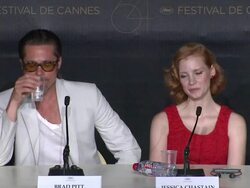 INTERVIEW: Brad Pitt, DeDe Gardner on the use of dinosaurs being used at the The Tree of Life Press Conference: 64th Cannes Film Festival at Cannes . (Footage by WireImage Video/GettyImages) Stock Footage