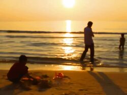 HD:Father take care his family.(Soft focus) Stock Footage