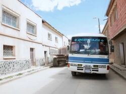 MS ZO Shot of Potosi School Bus / Potosi, Bolivia Stock Footage