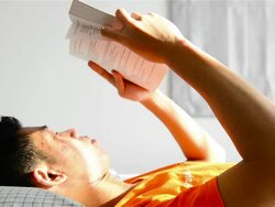 Man reading a book Stock Footage