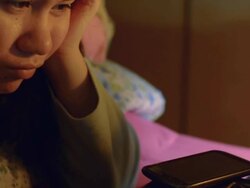 young adult feel sad when use laptop Stock Footage