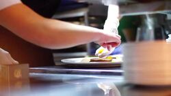 Chef finishing a meal. Stock Footage