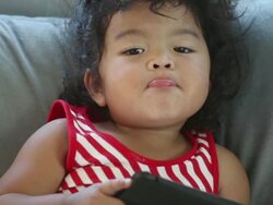 Small happy child with tablet Stock Footage