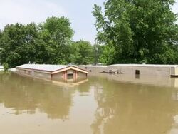 May 9, 2001 Mississippi River Flooding, flooded trailer park in northwest Memphis, Tennessee, USA Stock Footage