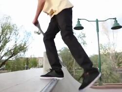 MS PAN Shot of skateboarders dropping in on ramp / Santa Fe, New Mexico, United States Stock Footage