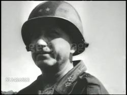 1944: PACIFIC THEATER: ANGAUR: Unidentified soldier w/ General Paul J. Mueller (1892-1964) riding in landing craft, MS General Mueller (leads 'Wildcat' 81st Infantry Division), US Soldiers helping general wade. Western Pacific, WWII, World War II. Instructional Video