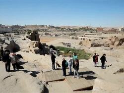 TOURISTS VIEW THE UNFINISHED OBELISK Stock Footage