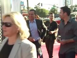 Lane Merrifield (R), Bob Iger (C) at the Disney/Pixar Celebrates the Launch of the World of Cars Online at Burbank CA. (Footage by WireImage Video/GettyImages) Stock Footage