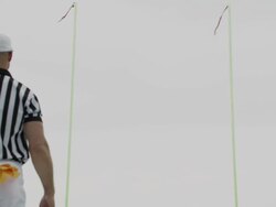 MS, LA, American football referee in field, ball flying over goal in background, Staten Island, New York, USA Stock Footage