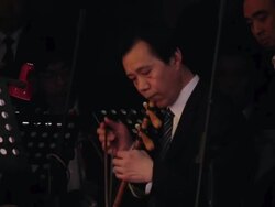 MS PAN Beijing opera troupe playing accompaniment with traditional music instrument  AUDIO  / xi'an, shaanxi, china Stock Footage