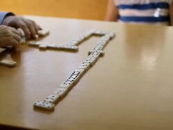MS TU Grandfather and granddauther bond playing dominos game  / Los Angeles, California, United state Stock Footage