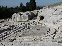 Syracuse, Archaeological Park, the Greek theater, 3rd century B.C. Stock Footage