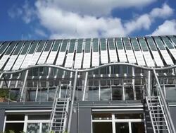 Townhouse with solar roof Stock Footage