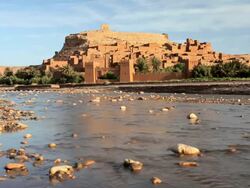 The Fortified town of AitÃ‚Â  Benhaddou, nr Quarzazate, High Atlas Mountains, Morocco, Africa Stock Footage