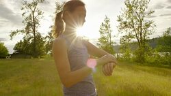 Ultra marathon runner running outdoors in nature Stock Footage