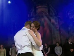 WS Bride dances with groom Stock Footage