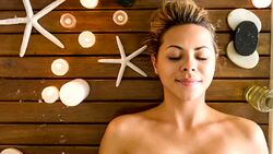 Woman relaxing at the spa Stock Footage