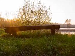 HD Motion Time-Lapse: Bench At The River Stock Footage