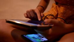 Tablet buying DE BU BS Stock Footage