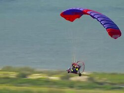 WS AERIAL ZI ZO View of paragliding / Werribee, Victoria, Australia Stock Footage
