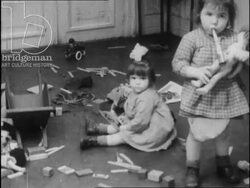 Effects of maternal deprivation on a young girl, c.1950. Apathy, indifference and sadness. Stock Footage