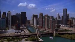 MS, HA, Office buildings and bridges, Chicago, Illinois, USA Stock Footage
