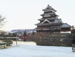 The Black Castle of Matsumoto in the Japanese Alps in early Morning Light, Matsumoto Stock Footage