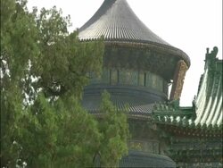Tilt down from Temple of Heaven to entrance, Beijing, China Stock Footage