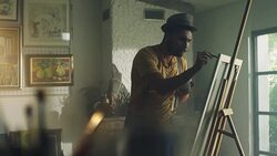 Young painter working Stock Footage