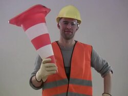 Construction worker thumbs up Stock Footage