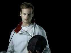 HD: Profesional Fencer Looking At Camera Stock Footage