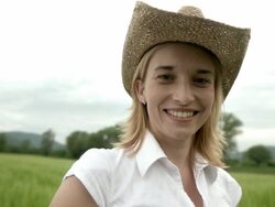 HD SLOW-MOTION: Portrait Of A Country Woman Stock Footage