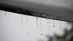 Slow motion at 240fps of rain water over the glass roof Stock Footage