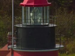WS ARIEAL DS View of West Quoddy Head Lighthouse / Maine, United States Stock Footage