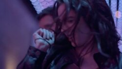 Friends dance and spin in slow motion in nightclub Stock Footage