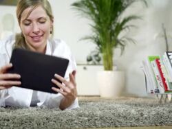 Woman with tablet PC Stock Footage