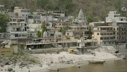 W/S Ganges river bank, Rishikesh, India Stock Footage