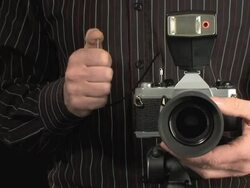 Photographer Taking Photo with Old Camera Stock Footage