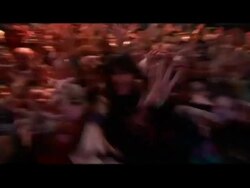 Medium shot POV of celebrity on stage as fans reach up with grabbing hands/ London, England Stock Footage